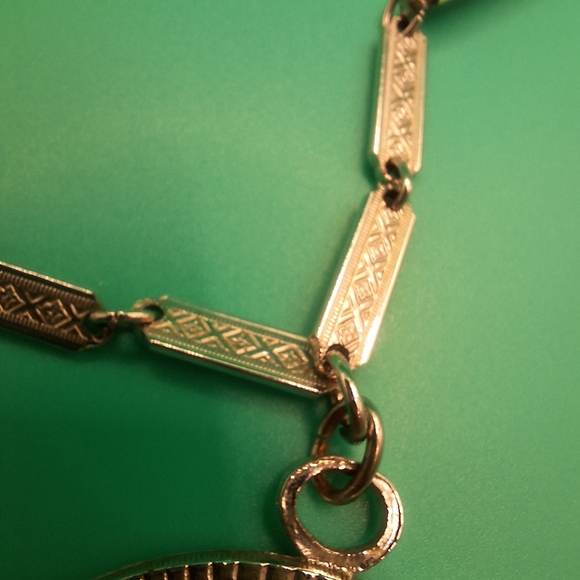 WHITING & DAVIS STATEMENT SILVER TONE FAUX TURQUOISE NECKLACE - Picture 11 of 11